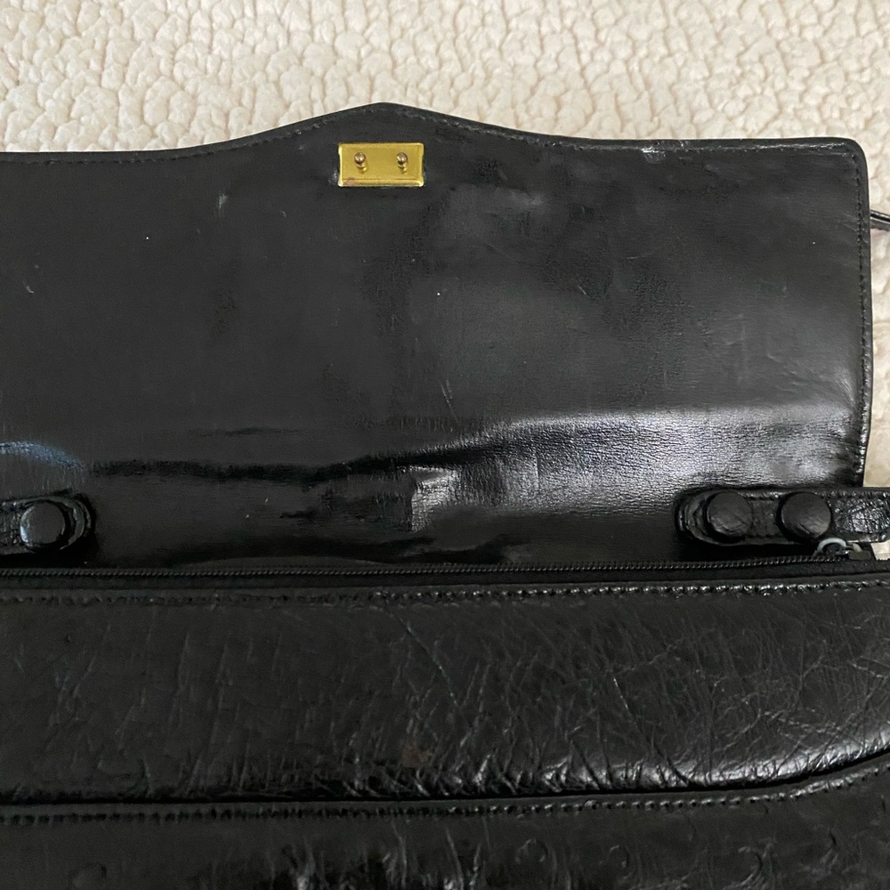 Vintage black ostrich clutch bag - Picture 3 of 5